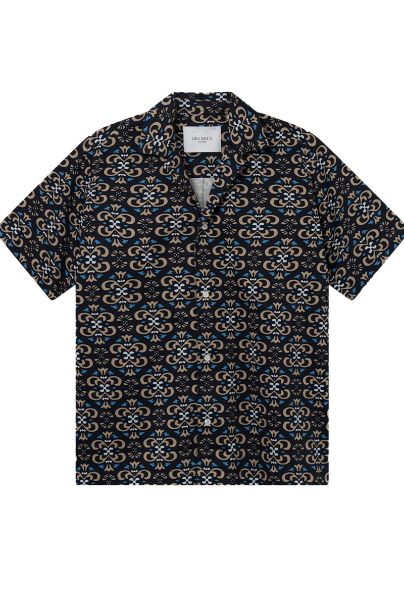 Les Deux Shirt Hendrix Aop Ss D-blauw