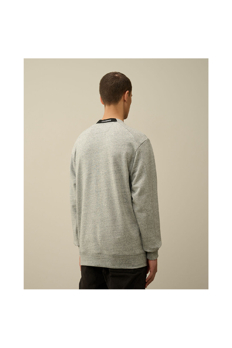 Cp Company Sweater Diagonal Raised Fleece Crew Neck Lens Sweatshirt Grijs