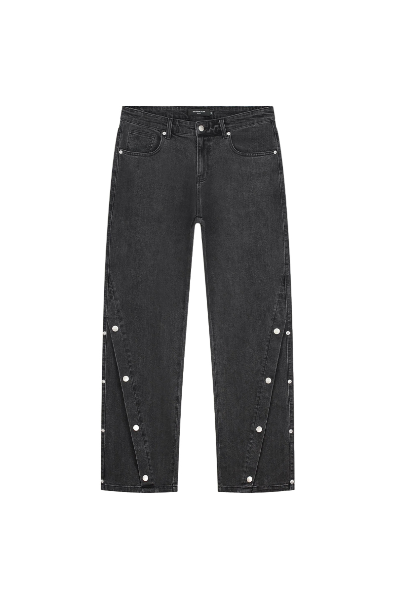 Don't Waste Culture Jeans Mason Button Panel Baggy Fit Jeans Grijs