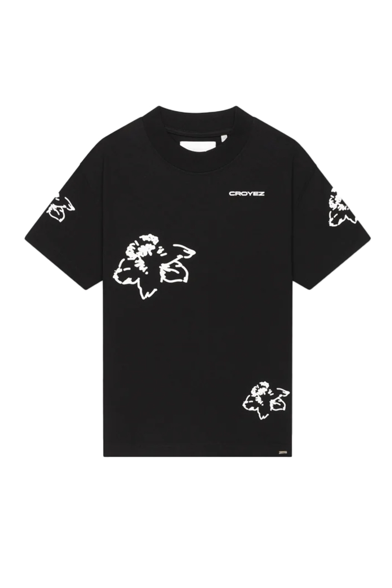 Croyez T-shirt Initial Flower T-shirt Zwart