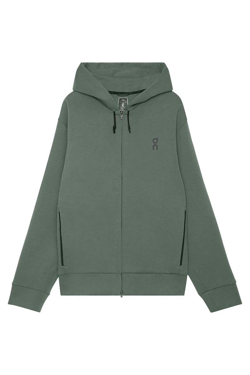 On Running Jogging Top Focus Tech Zip Hoodie Groen