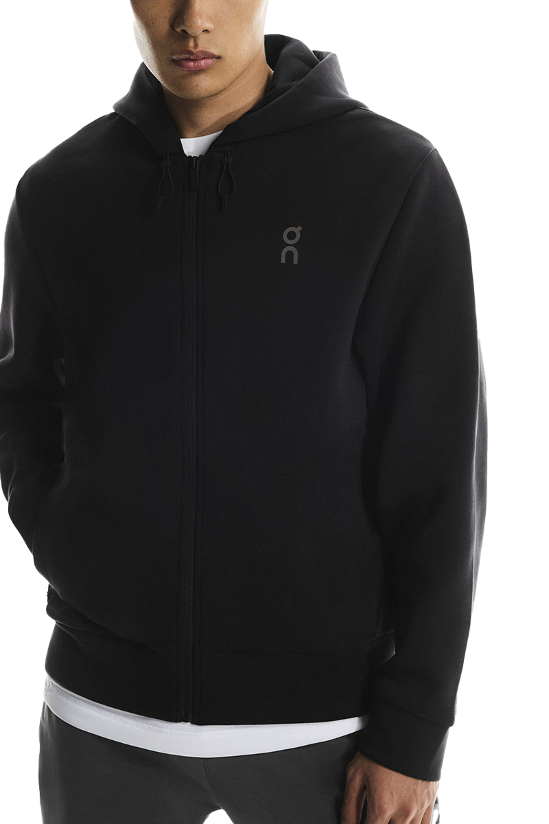 On Running Jogging Top Focus Tech Zip Hoodie Zwart