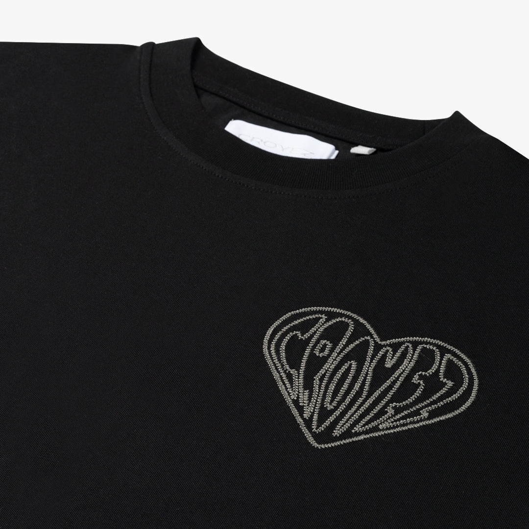 Croyez T-shirt Stitched Heart T-shirt Zwart