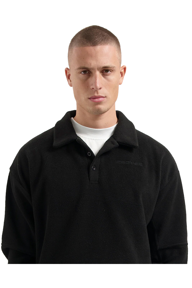 Croyez Sweater Fleece Polo Sweater Zwart