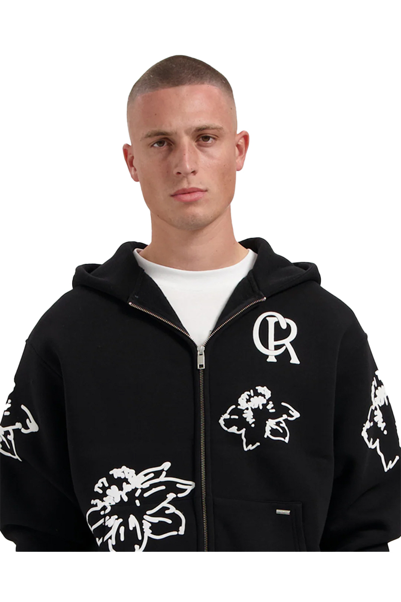 Croyez Sweater Flower Zip-hoodie Zwart