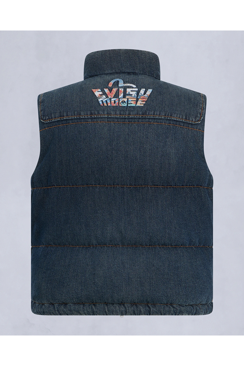 Moose Knuckles Bodywarmer Evisu X Moose Denim Down Vest Blauw