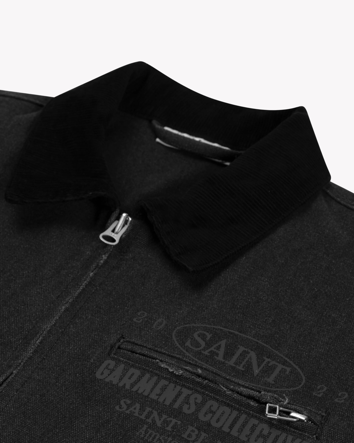 Saint Blanc Jas Garments Collectieve Distressed Jacket Zwart