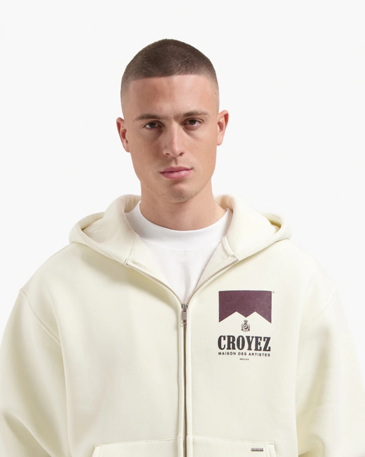 Croyez Sweater Maison Fumes Zip Hoodie Off White