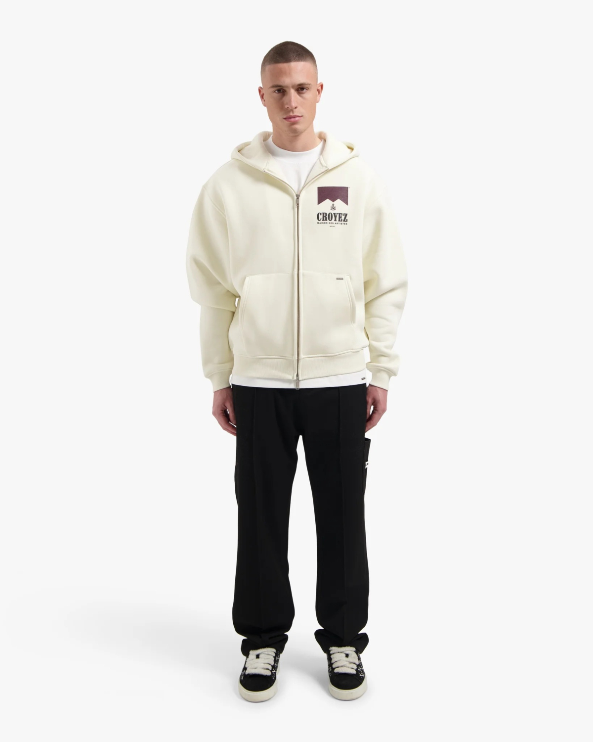 Croyez Sweater Maison Fumes Zip Hoodie Off White