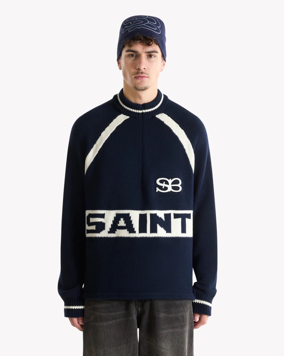 Saint Blanc Trui Heavy Cycling Knit Top D-blauw