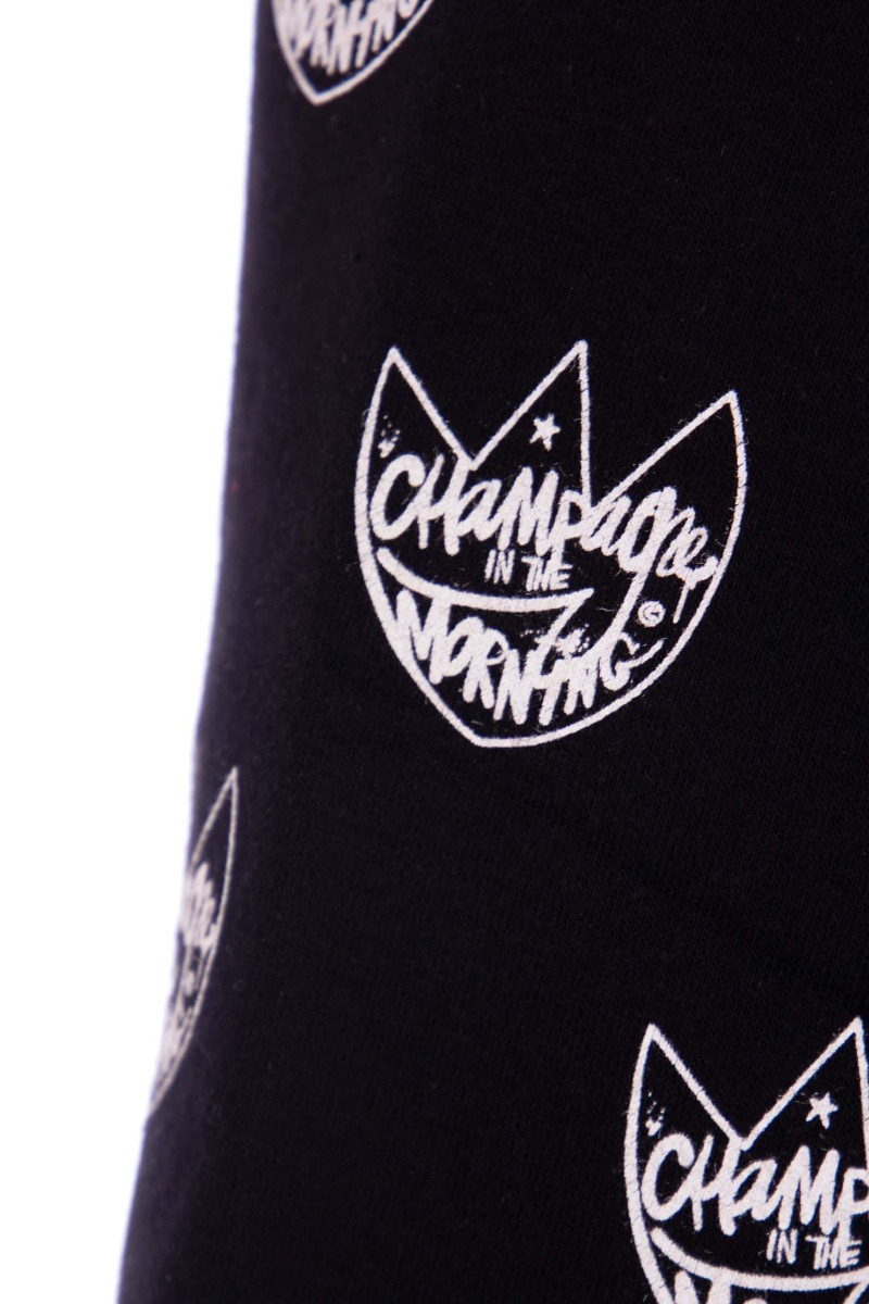 Champagne In The Morning Sweater Allover Hoodie Zwart