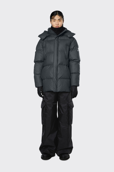 Rains Jas Boxy Puffer Parka Grijs