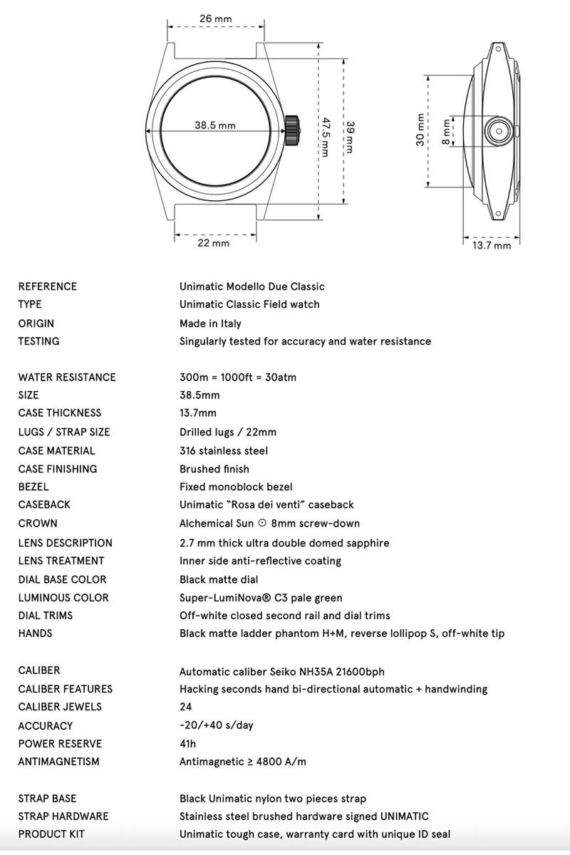 Unimatic Horloge Uc2 Classic Individually Numbered Uni