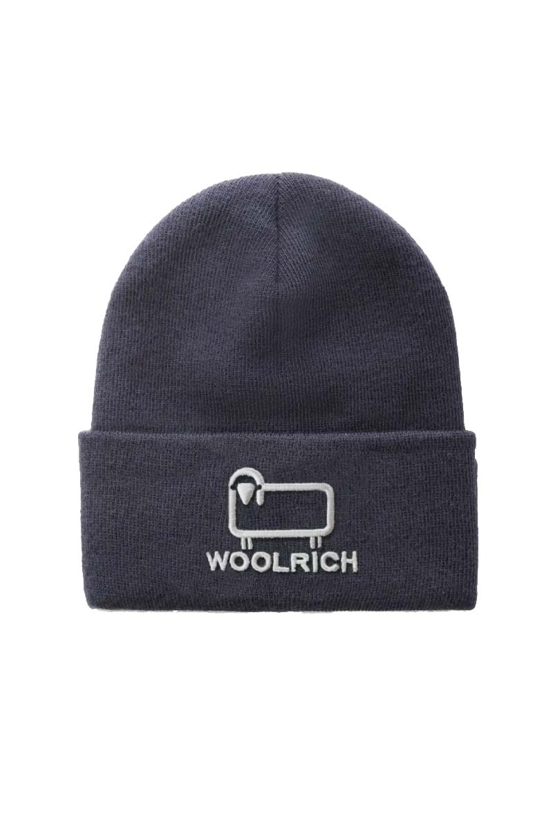 Woolrich Muts Logo Beanie D-blauw