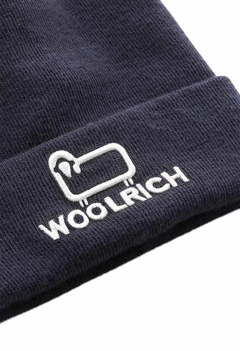 Woolrich Muts Logo Beanie D-blauw