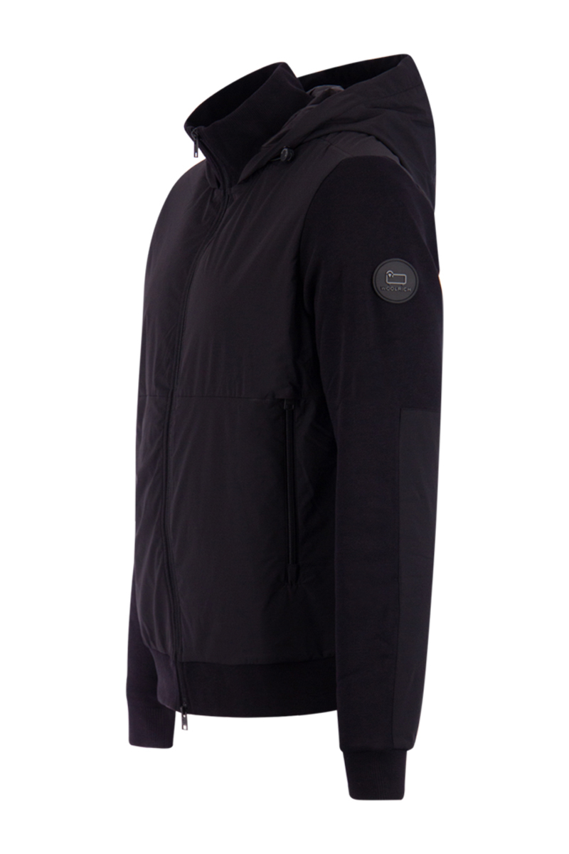 Woolrich Sweater Mix Media Hooded Zwart