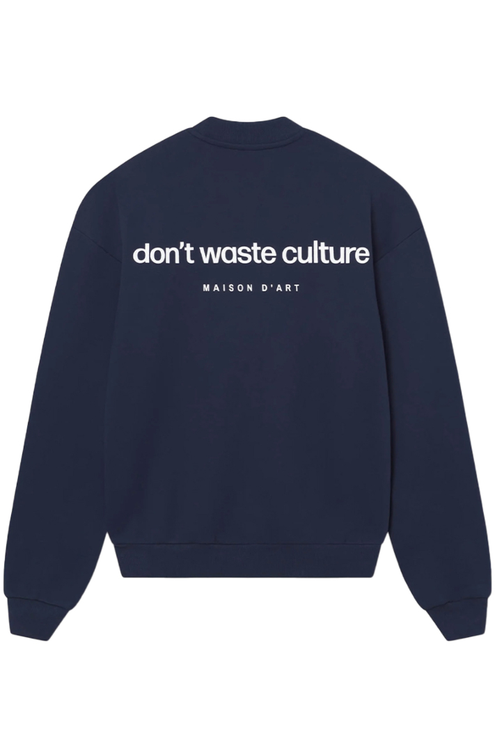 Don't Waste Culture Sweater Matt D-blauw