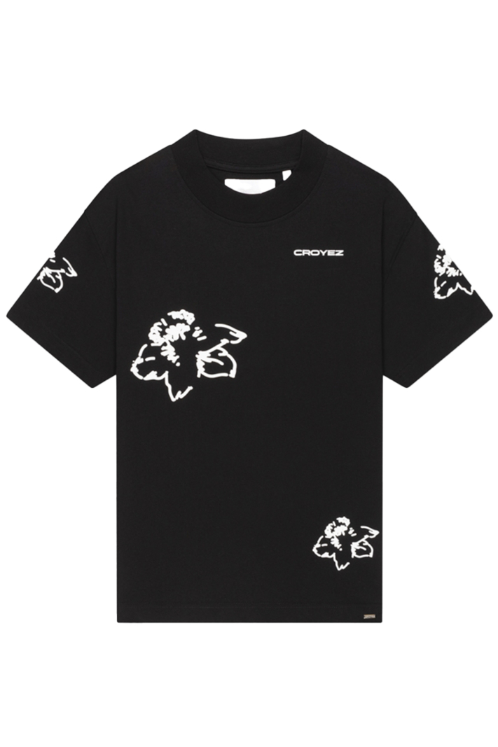 Croyez T-shirt Initial Flower T-shirt Zwart