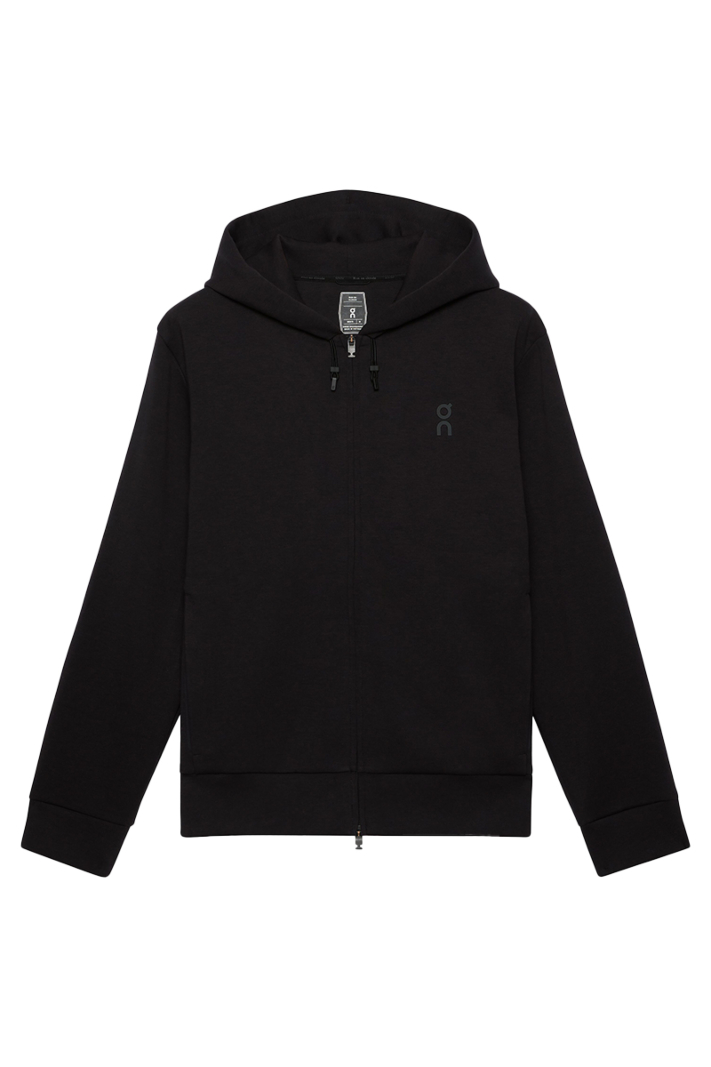 On Running Jogging Top Focus Tech Zip Hoodie Zwart