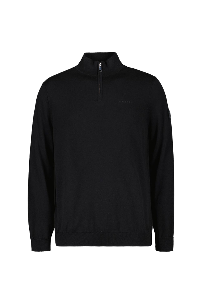 Airforce Trui Knitwear Quarter Zip Zwart