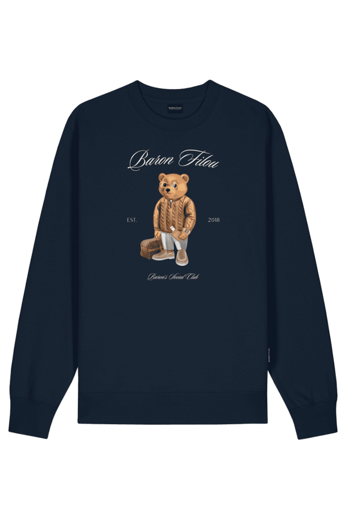 Baron Filou Sweater The First Class Flyer Cxlvi Chestprint D-blauw