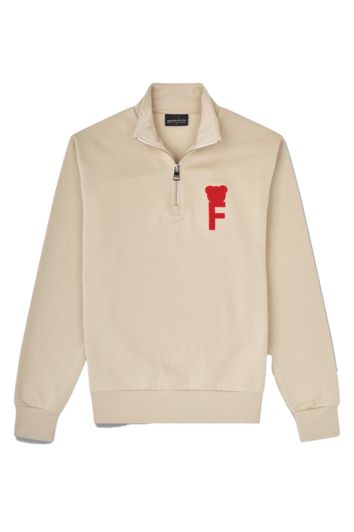Baron Filou Sweater Chenille F Half Zip Beige