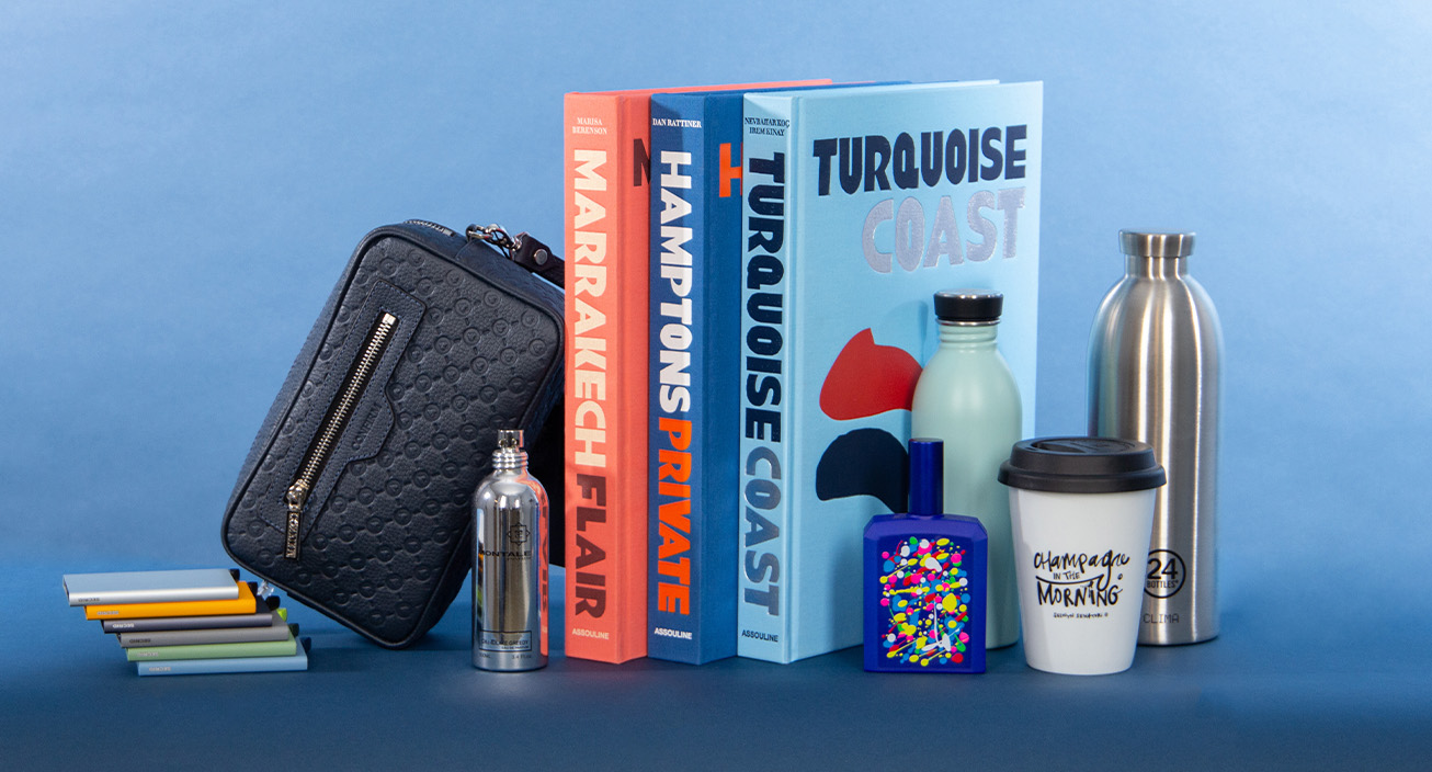 Accessoires van tip de bruin, boeken, tassen, parfums, horloges en portemonnees. Cadeautips